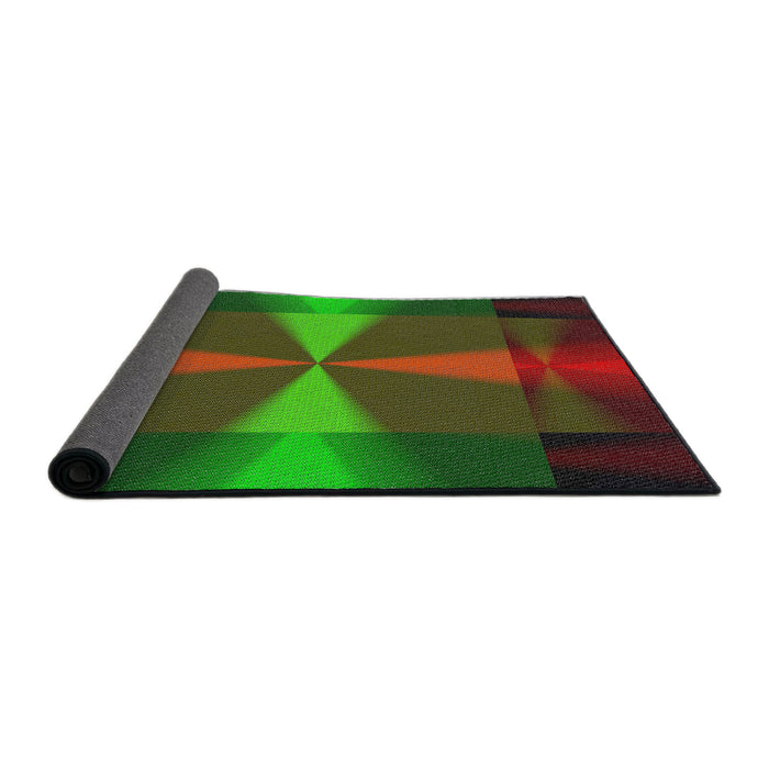 Thickness of Patterned Dark Lime Green Novelty Rug, pat40