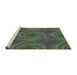 Serging Thickness of Machine Washable Transitional Dark Forest Green Rug, wshpat403