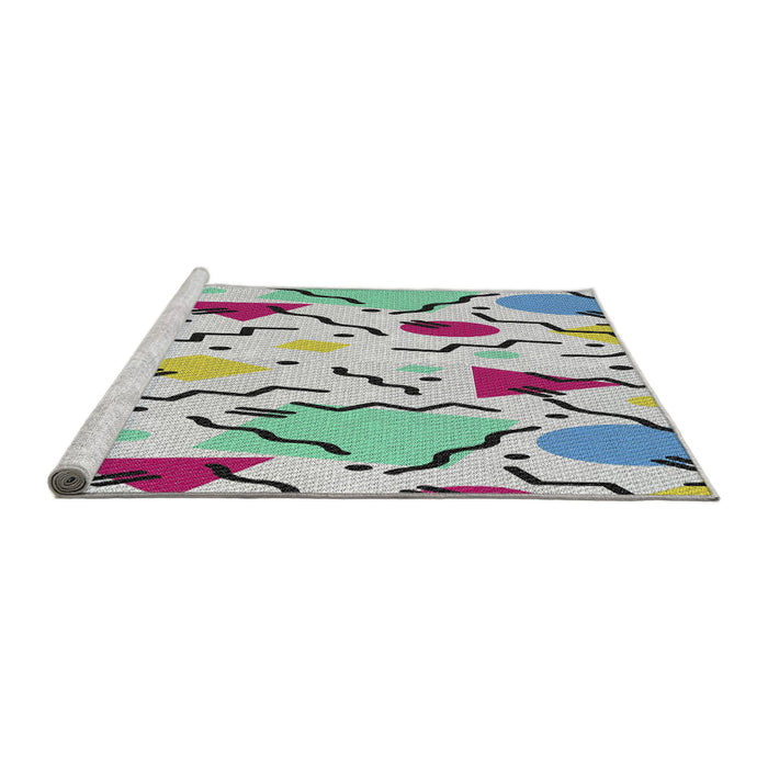 Serging Thickness of Machine Washable Transitional Light Rose Green Rug, wshpat408