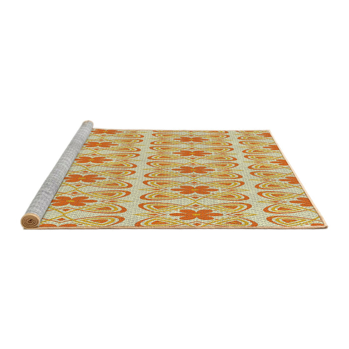 Serging Thickness of Machine Washable Transitional Khaki Gold Rug, wshpat410