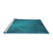 Serging Thickness of Machine Washable Transitional DarkTurquoise Green Rug, wshpat419