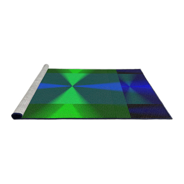 Serging Thickness of Machine Washable Transitional Lapis Blue Rug, wshpat42