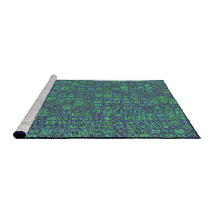 Serging Thickness of Machine Washable Transitional Blue Rug, wshpat421