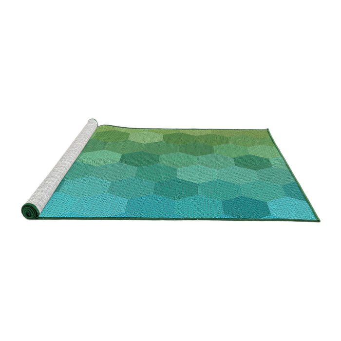 Serging Thickness of Machine Washable Transitional Lime Mint Green Rug, wshpat422