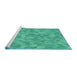 Serging Thickness of Machine Washable Transitional Turquoise Green Rug, wshpat431