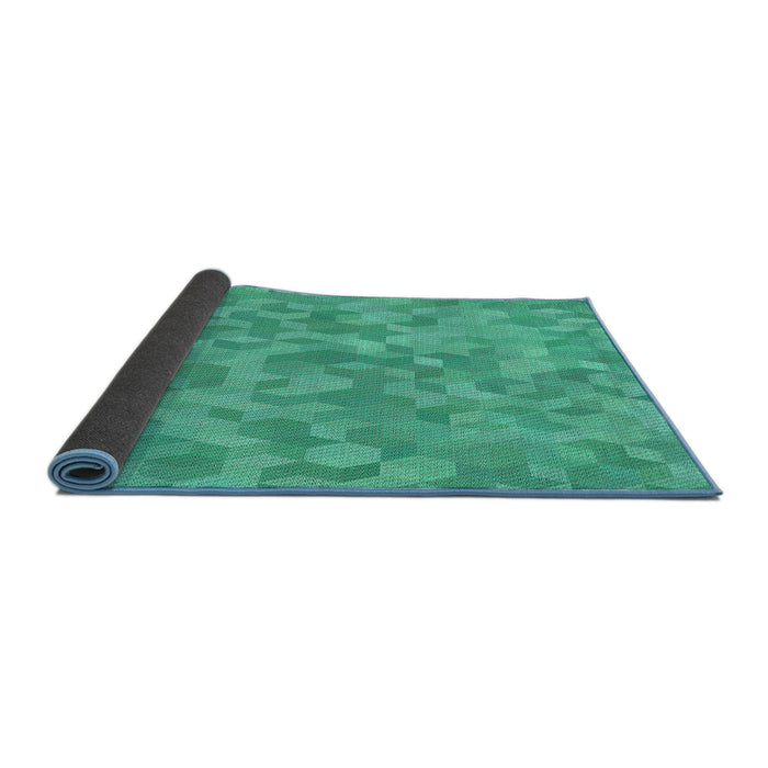 Thickness of Patterned Turquoise Green Novelty Rug, pat431