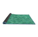 Thickness of Patterned Turquoise Green Novelty Rug, pat431