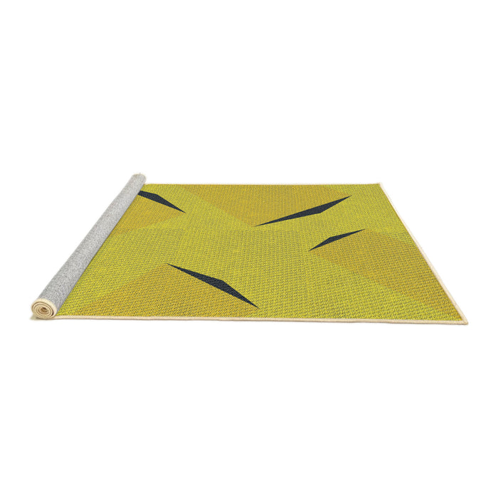 Serging Thickness of Machine Washable Transitional Yellow Rug, wshpat434