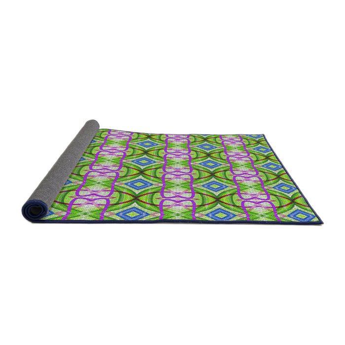 Thickness of Patterned Yellow Green Novelty Rug, pat436