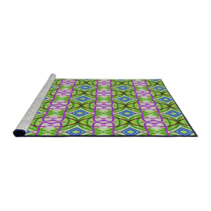 Serging Thickness of Machine Washable Transitional Yellow Green Rug, wshpat436