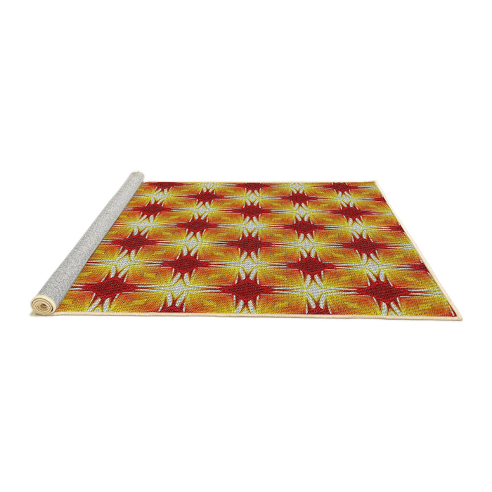 Serging Thickness of Machine Washable Transitional Chrome Gold Yellow Rug, wshpat437