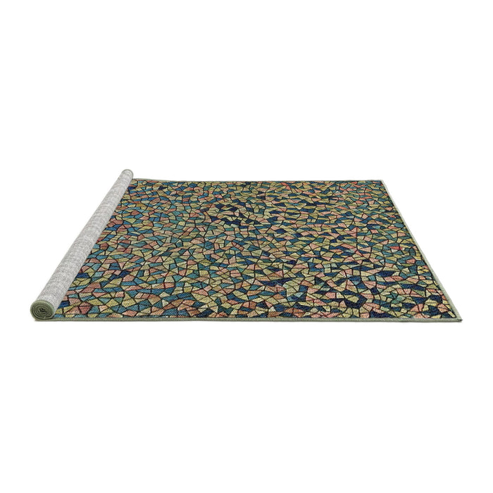 Serging Thickness of Machine Washable Transitional Green Rug, wshpat441