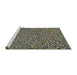 Serging Thickness of Machine Washable Transitional Green Rug, wshpat441