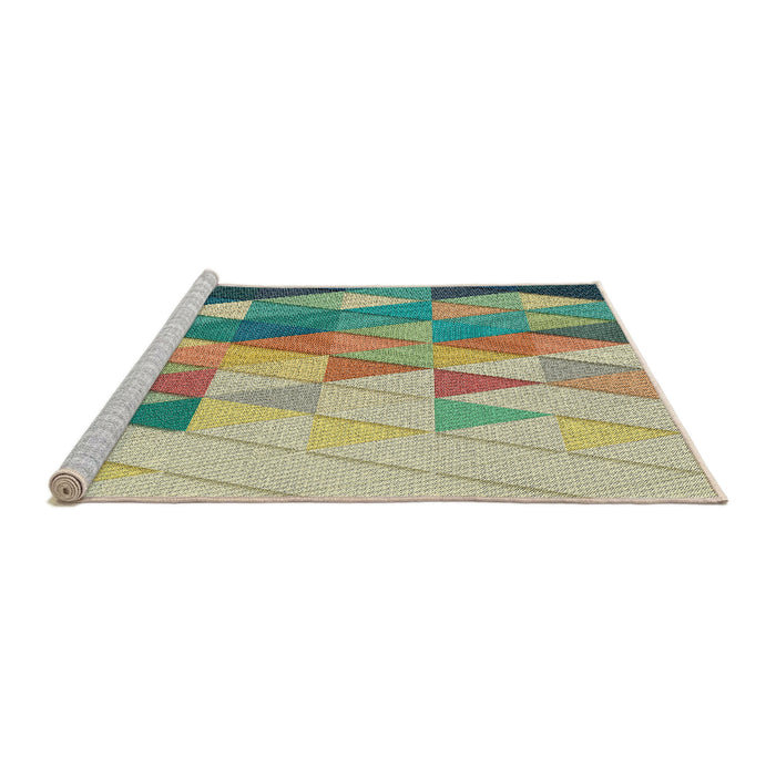 Serging Thickness of Machine Washable Transitional Dark Moccasin Green Rug, wshpat442