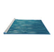 Serging Thickness of Machine Washable Transitional DeepSky Blue Rug, wshpat444