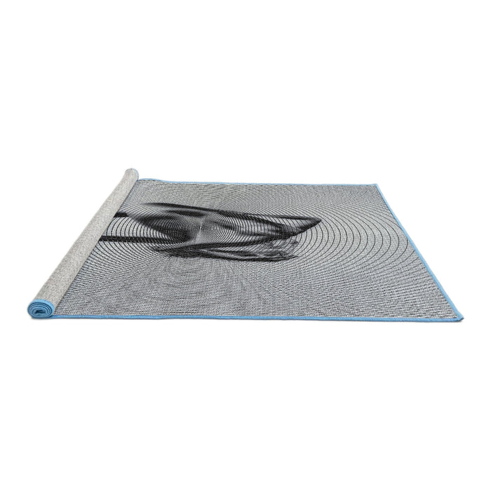 Serging Thickness of Machine Washable Transitional Grey Gray Rug, wshpat449