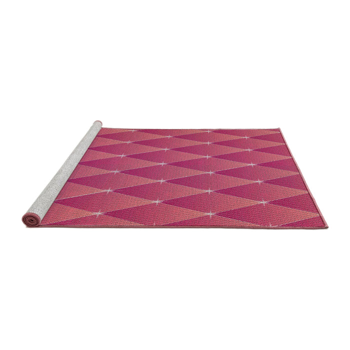 Serging Thickness of Machine Washable Transitional Dark Pink Rug, wshpat450