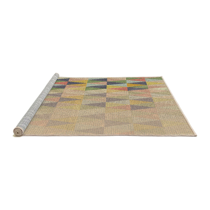 Serging Thickness of Machine Washable Transitional Brown Gold Rug, wshpat451