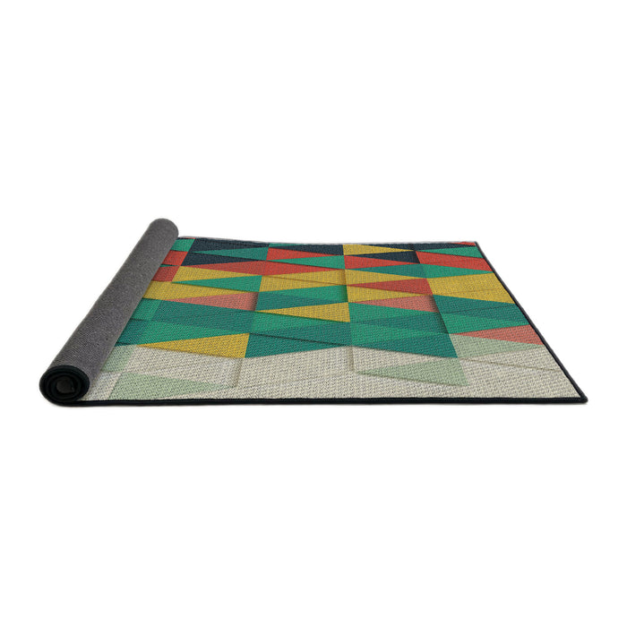 Thickness of Patterned Green Novelty Rug, pat452