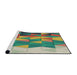 Serging Thickness of Machine Washable Transitional Green Rug, wshpat452