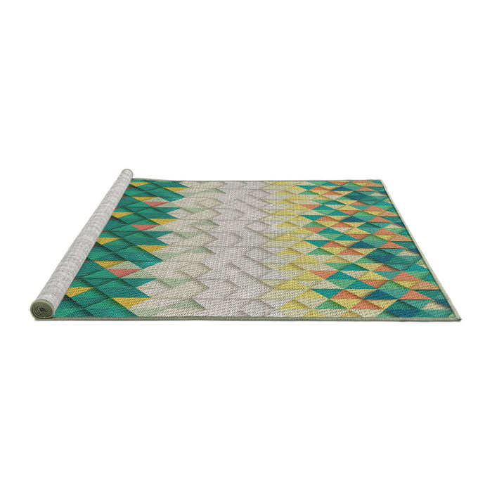 Serging Thickness of Machine Washable Transitional Brown Rug, wshpat453