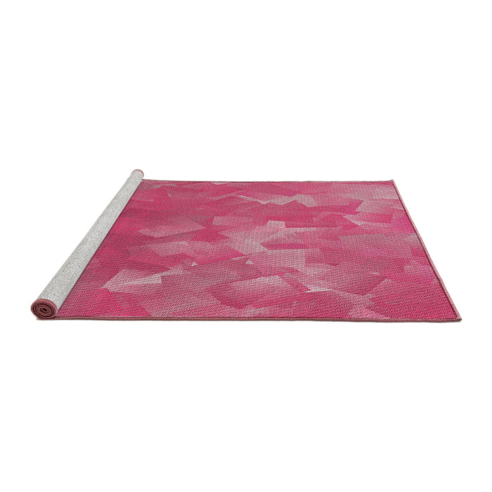 Serging Thickness of Machine Washable Transitional Dark Hot Pink Rug, wshpat463