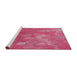 Serging Thickness of Machine Washable Transitional Dark Hot Pink Rug, wshpat463