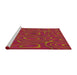 Serging Thickness of Machine Washable Transitional Red Rug, wshpat466