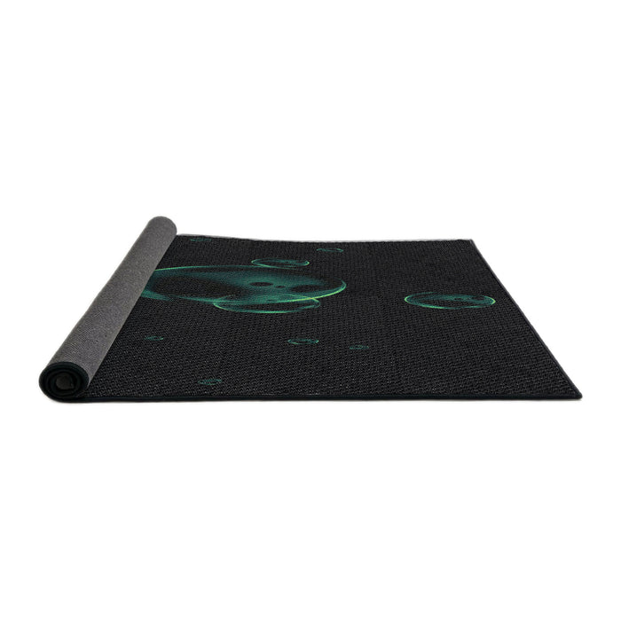 Thickness of Patterned Black Novelty Rug, pat469