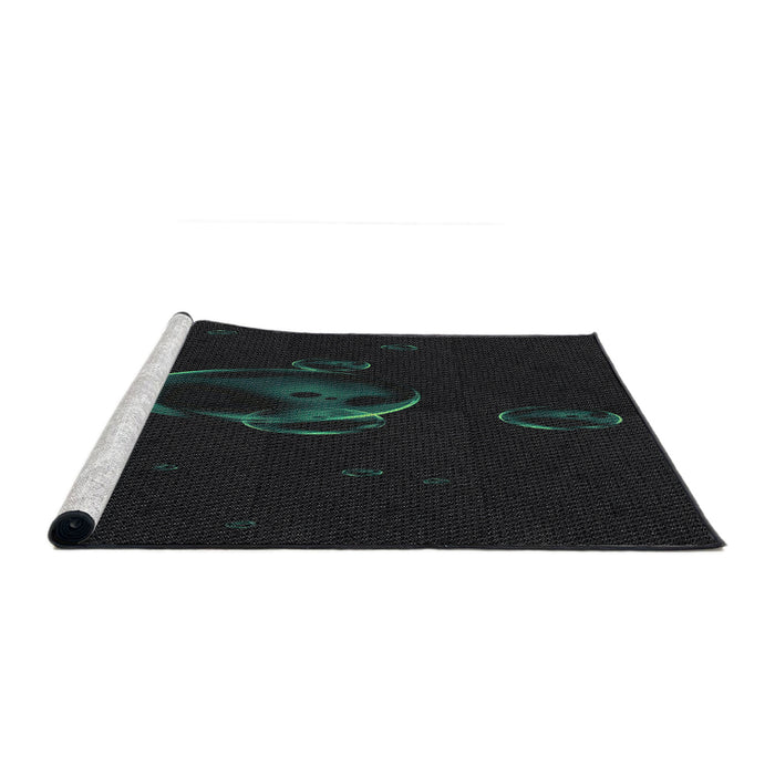 Serging Thickness of Machine Washable Transitional Black Rug, wshpat469
