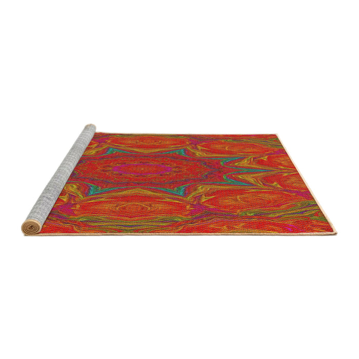 Serging Thickness of Machine Washable Transitional Red Rug, wshpat470