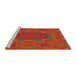 Serging Thickness of Machine Washable Transitional Red Rug, wshpat470
