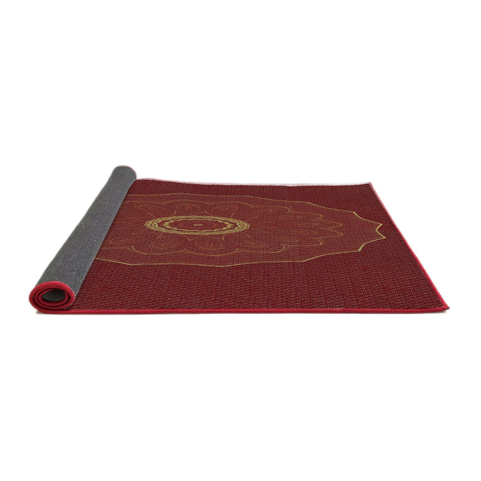 Thickness of Patterned Red Novelty Rug, pat472