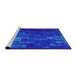 Serging Thickness of Machine Washable Transitional Blue Rug, wshpat473