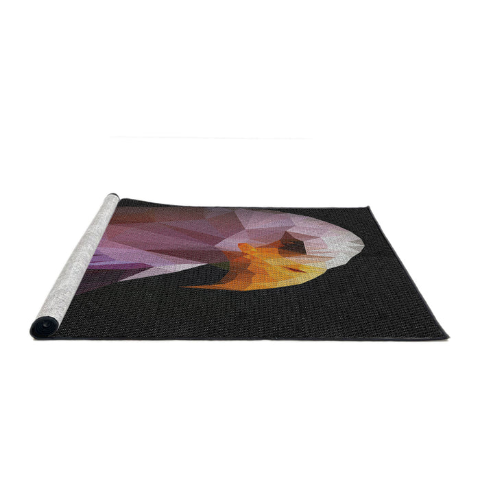 Serging Thickness of Machine Washable Transitional Mauve Taupe Purple Rug, wshpat477