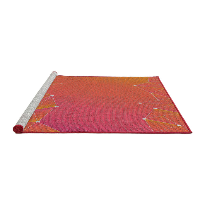 Serging Thickness of Machine Washable Transitional Red Rug, wshpat480