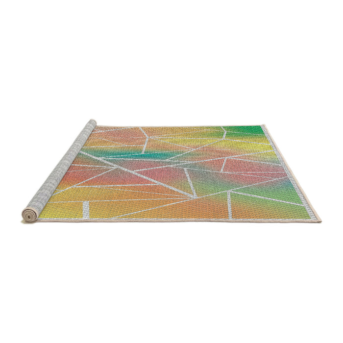 Serging Thickness of Machine Washable Transitional Brown Gold Rug, wshpat482