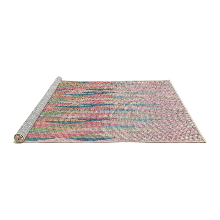 Serging Thickness of Machine Washable Transitional Rust Pink Rug, wshpat483