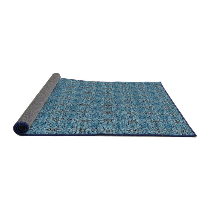 Thickness of Patterned Blue Novelty Rug, pat488