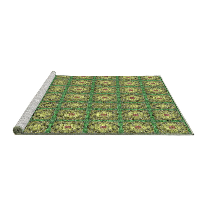Serging Thickness of Machine Washable Transitional Antique Bronze Green Rug, wshpat490