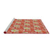 Serging Thickness of Machine Washable Transitional Red Rug, wshpat493