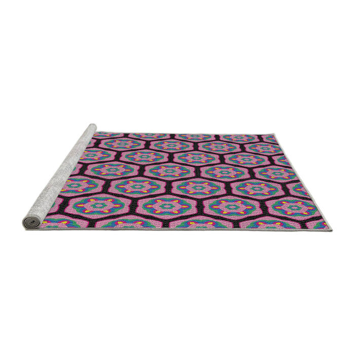 Serging Thickness of Machine Washable Transitional Dark Raspberry Purple Rug, wshpat496