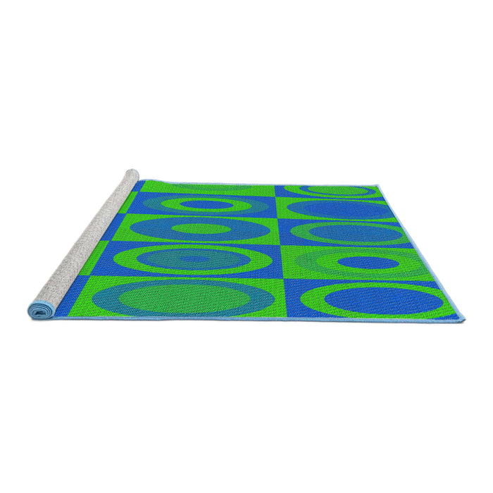 Serging Thickness of Machine Washable Transitional Neon Green Rug, wshpat497
