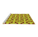 Serging Thickness of Machine Washable Transitional Yellow Rug, wshpat504