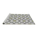 Serging Thickness of Machine Washable Transitional Silver Gray Rug, wshpat506