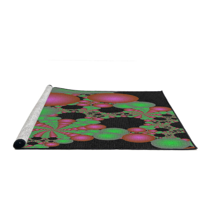 Serging Thickness of Machine Washable Transitional Forest Green Rug, wshpat509