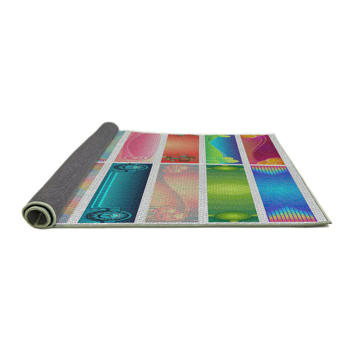 Thickness of Patterned Mauve Taupe Purple Novelty Rug, pat514