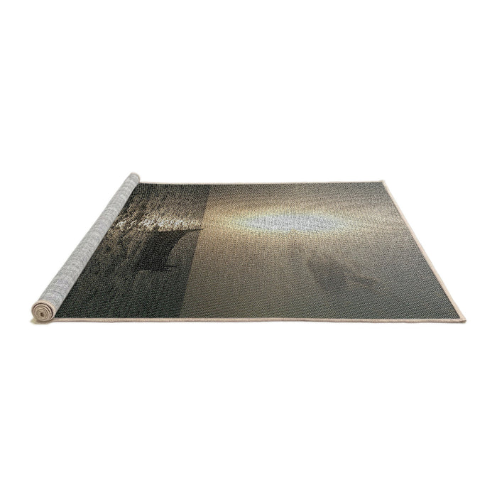 Serging Thickness of Machine Washable Transitional Mocha Brown Rug, wshpat521