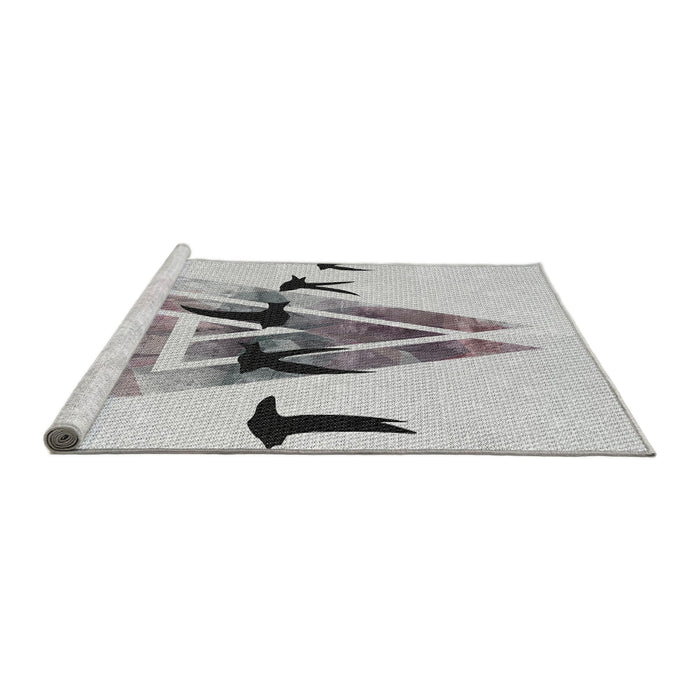 Serging Thickness of Machine Washable Transitional White Smoke Rug, wshpat531