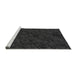 Serging Thickness of Machine Washable Transitional Black Rug, wshpat535